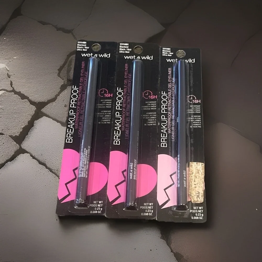 Lot of 3 Wet n Wild Breakup Proof Retractable Gel Eyeliner Black New